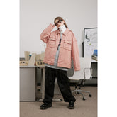 Unisex Jacket Retro Washed Casual Jacket Turn-down Collar Coat